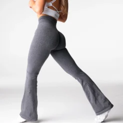 Black Speckled Iconic Seamless Flare Leggings -NVGTN Store DSC00136 1