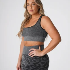 Black Speckled Leopard Eclipse Seamless Bra -NVGTN Store DSC00136