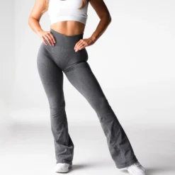 Black Speckled Iconic Seamless Flare Leggings -NVGTN Store DSC00137