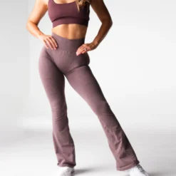 Mulberry Brown Iconic Seamless Flare Leggings -NVGTN Store DSC00145