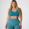 Teal Galaxy Ribbed Seamless Bra
