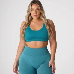 Teal Galaxy Ribbed Seamless Bra