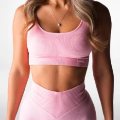 Baby Pink Harmony Ribbed Seamless Bra -NVGTN Store DSC00402 1
