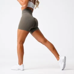 Olive Solid Seamless Shorts