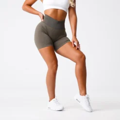 Olive Solid Seamless Shorts -NVGTN Store DSC00409