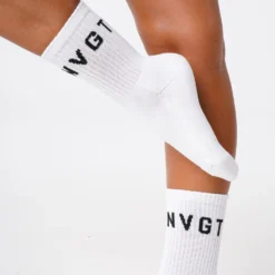 White NVGTN Crew Socks
