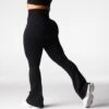 Black Harmony Ribbed Seamless Flare Leggings -NVGTN Store DSC00678