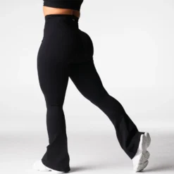Black Harmony Ribbed Seamless Flare Leggings