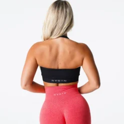 Black Limitless Ribbed Seamless Halter Bra -NVGTN Store DSC01192