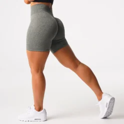 Khaki Green Scrunch Seamless Shorts