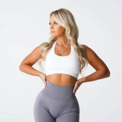 White Limitless Ribbed Seamless Halter Bra -NVGTN Store DSC01553