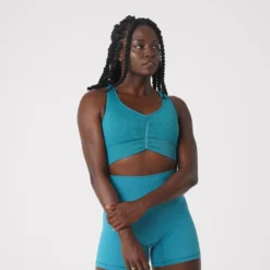 Teal Cinched Seamless Bra