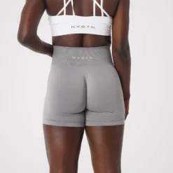Light Grey Solid Seamless Shorts -NVGTN Store DSC01807