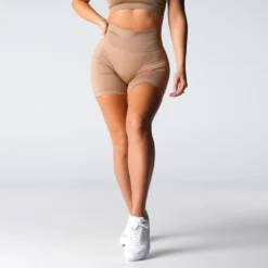 Beige Performance Seamless Shorts -NVGTN Store DSC02035