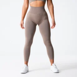 Taupe Solid Seamless Leggings -NVGTN Store DSC02146