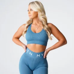 Stone Blue Galaxy Ribbed Seamless Bra -NVGTN Store DSC02186
