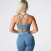 Stone Blue Galaxy Ribbed Seamless Bra