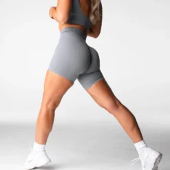 Grey Harmony Ribbed Seamless Shorts -NVGTN Store DSC02674