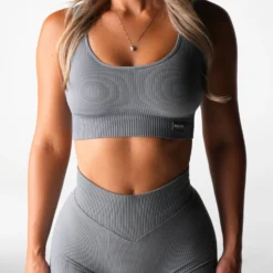 Grey Harmony Ribbed Seamless Bra -NVGTN Store DSC02685