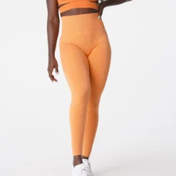Sunset Orange Scrunch Seamless Leggings -NVGTN Store DSC03029