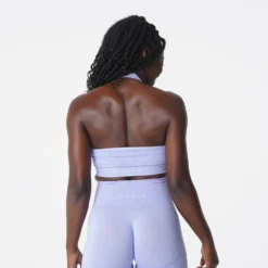 Periwinkle Limitless Ribbed Seamless Halter Bra -NVGTN Store DSC03075