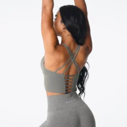 Khaki Green Matrix Bra Top -NVGTN Store DSC03291