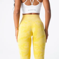 Sunshine Yellow Camo Seamless Leggings -NVGTN Store DSC03345