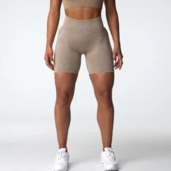 Beige Scrunch Seamless Shorts -NVGTN Store DSC03518