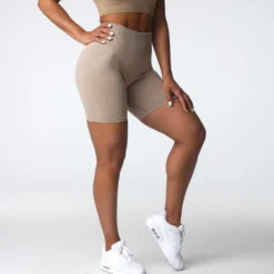 Beige Scrunch Seamless Shorts -NVGTN Store DSC03522