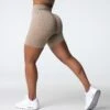Beige Scrunch Seamless Shorts