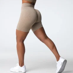 Beige Scrunch Seamless Shorts