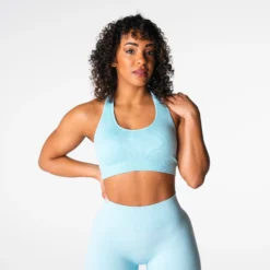 Pastel Blue Limitless Ribbed Seamless Halter Bra