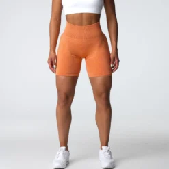 Burnt Orange Scrunch Seamless Shorts 8 Burnt Orange Scrunch Seamless Shorts -NVGTN Store DSC03612
