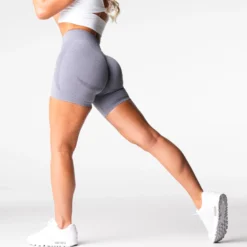 Grey Mid Rise Contour Seamless Shorts