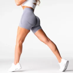 Grey Mid Rise Contour Seamless Shorts -NVGTN Store DSC03675