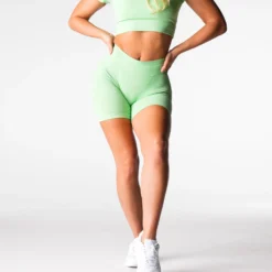 Pistachio Mid Rise Contour Seamless Shorts -NVGTN Store DSC03705