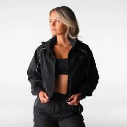 Black Stride Windbreaker Jacket