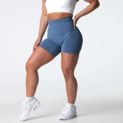 Slate Blue Scrunch Seamless Shorts -NVGTN Store DSC04264
