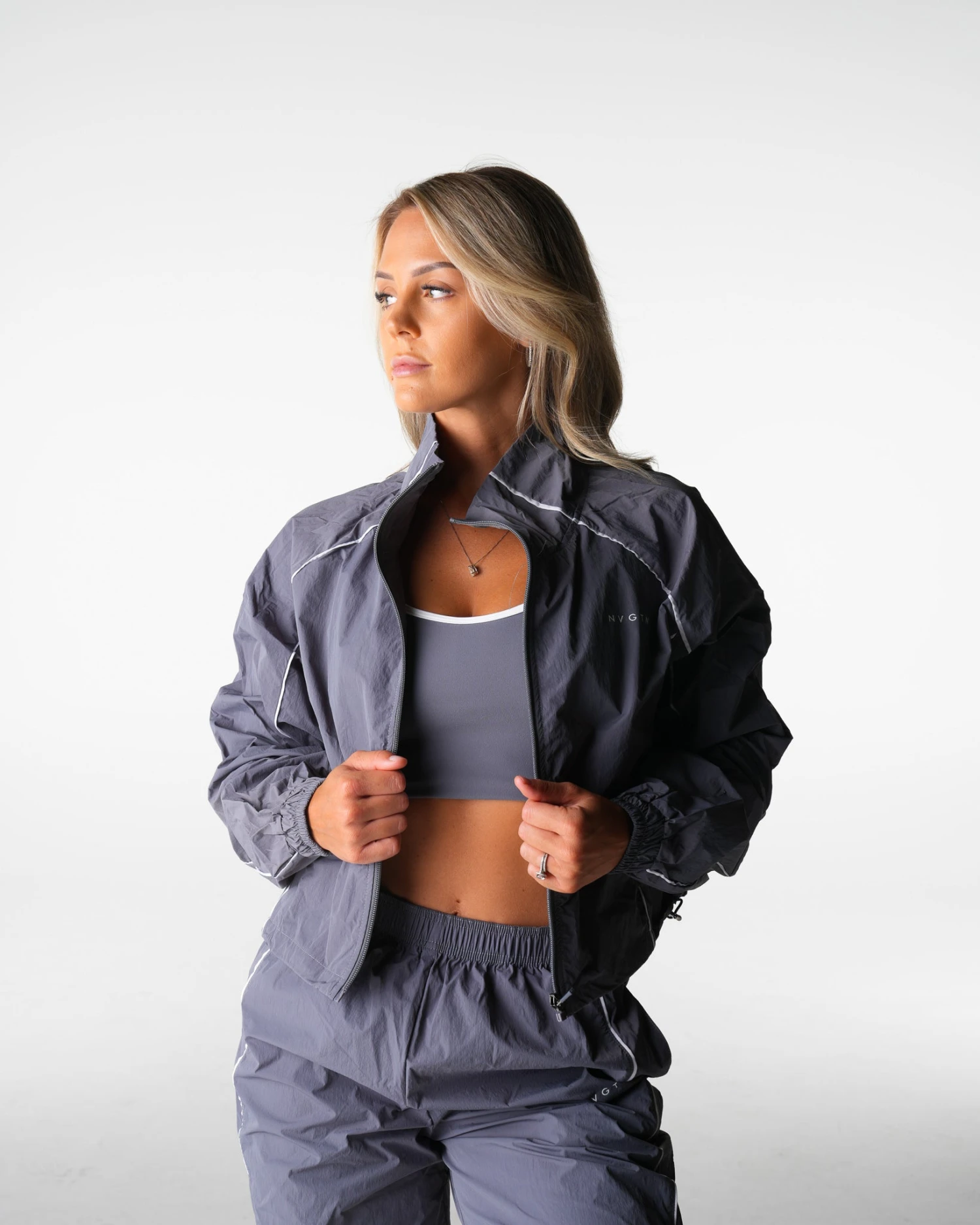 Grey Stride Windbreaker Jacket 3 Grey Stride Windbreaker Jacket