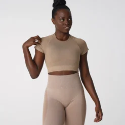 Beige Vortex Seamless Bra Top -NVGTN Store DSC04339