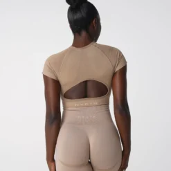 Beige Vortex Seamless Bra Top