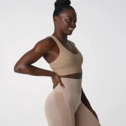 Beige Galaxy Ribbed Seamless Bra -NVGTN Store DSC04344