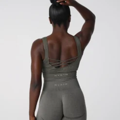 Khaki Green Desire Ribbed Seamless Bra