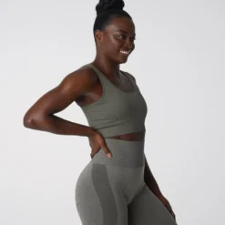 Khaki Green Desire Ribbed Seamless Bra -NVGTN Store DSC04350