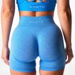 Ocean Blue Mid Rise Contour Seamless Shorts -NVGTN Store DSC04830