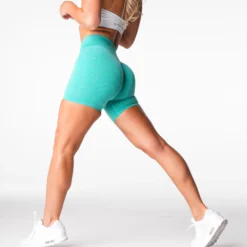 Turquoise Mid Rise Pro Seamless Shorts -NVGTN Store DSC04850