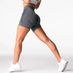 Black Speckled Mid Rise Contour Seamless Shorts -NVGTN Store DSC04858