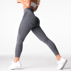 Black Speckled Mid Rise Contour Seamless Leggings -NVGTN Store DSC04887