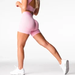 Baby Pink Mid Rise Contour Seamless Shorts