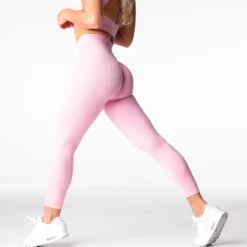 Baby Pink Mid Rise Contour Seamless Leggings -NVGTN Store DSC04916